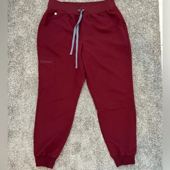 Figs Women's Burgundy High Waisted Zamora Jogger - LP - Picture 1 of 3